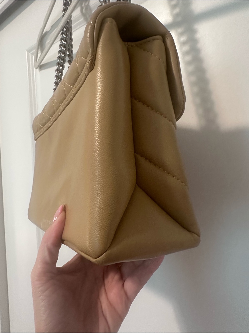 Kurt Geiger Quilted Camel Leather Shoulder Bag converts to crossbody - Picture 6 of 11